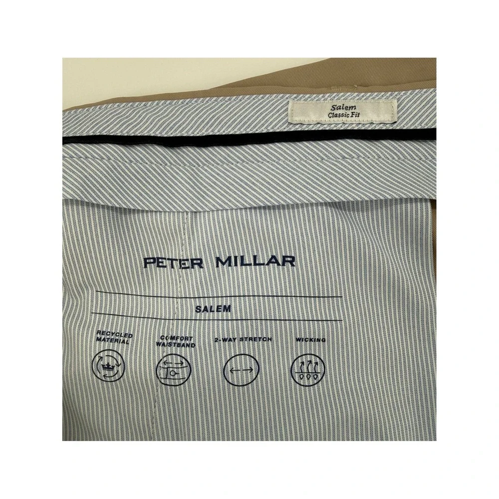 Peter Millar Shorts Mens 42‎ Tan Khaki Salem Golf Performance Classic Fit